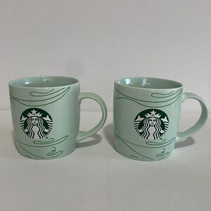STARBUCKS 2020 Mint Green Swirl Mermaid Siren Logo Coffee Mugs 12 oz x 2pcs